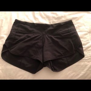 black LuluLemon speed shorts